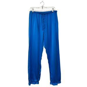 Cold Posh Mulberry Silk Pajama Pants Bottoms Blue Lightweight Drawstring Sz L